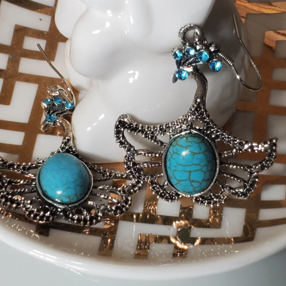Gianna - Genuine Turquoise and Sterling Silver Earrings - Picture 3 of 8
